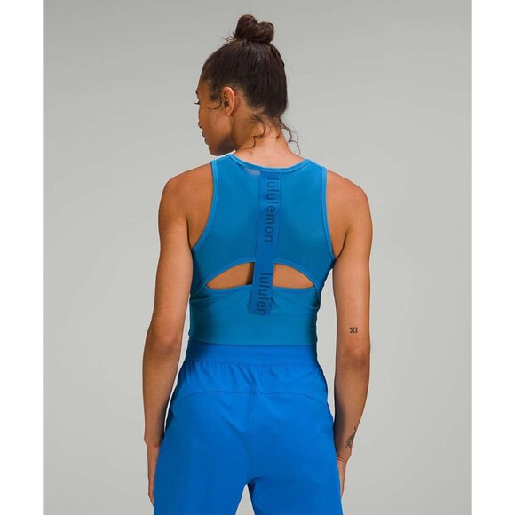 Lululemon Mesh-Back Cropped Training Tank Size 2 B/C Cup Poolside Blue Womens - Picture 2 of 2